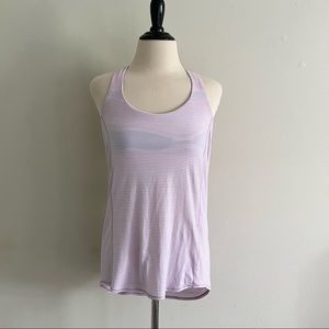 Lululemon Lavender Striped Tank Built In Bra Sz 4